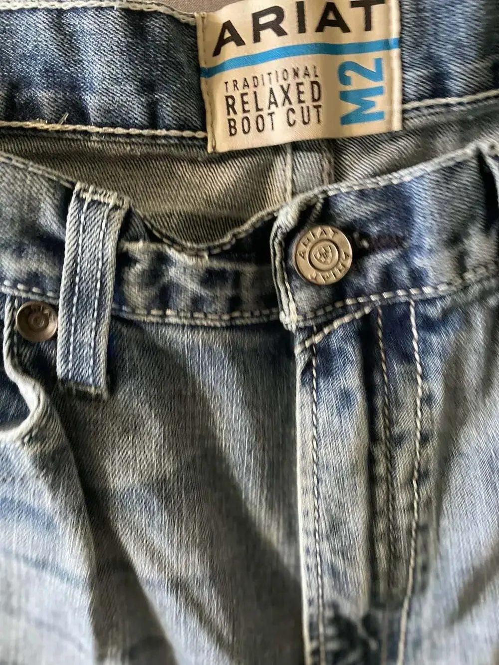 Ariat M2 Traditional Relaxed Boot Cut Jeans Light Wash Size 36x34